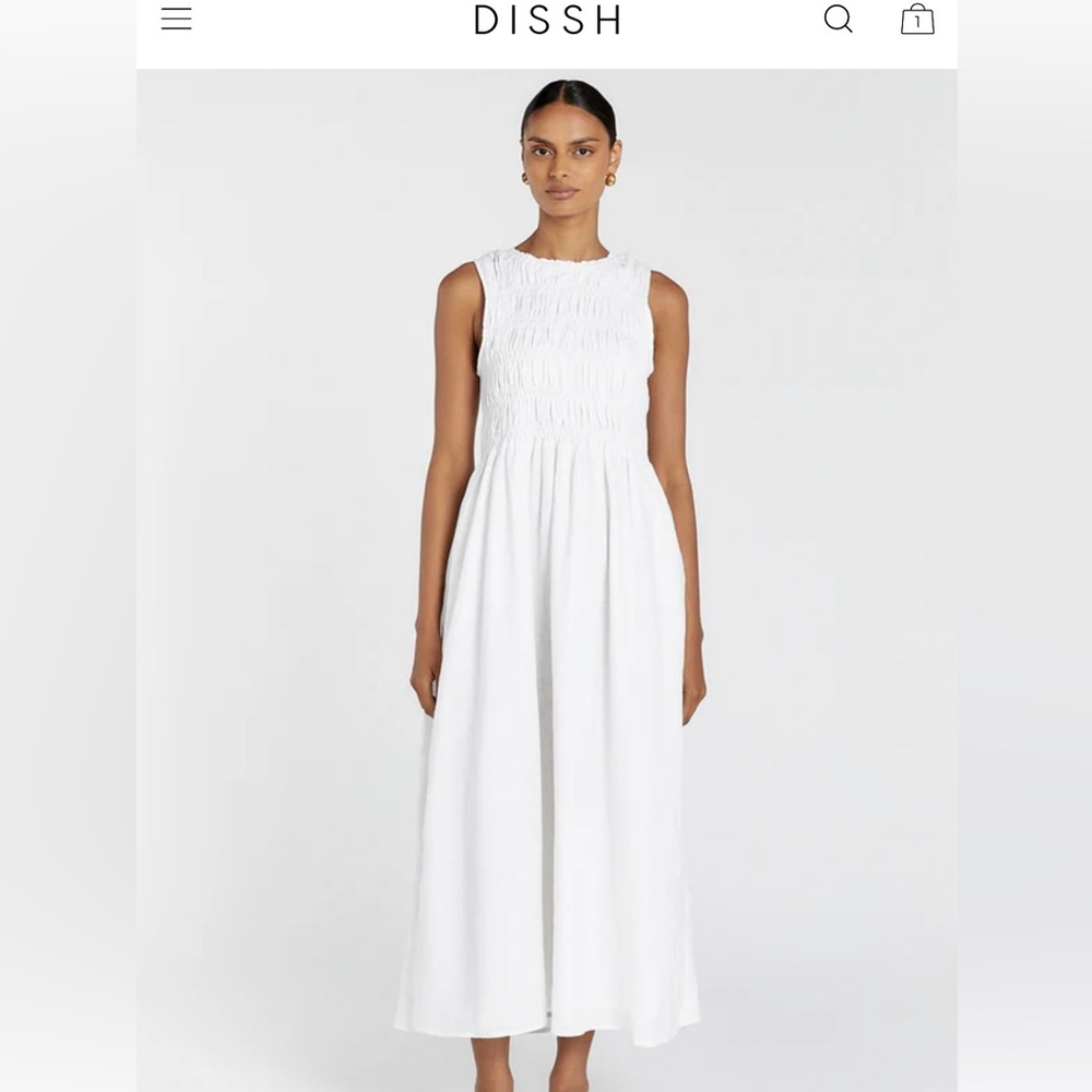 DISSH LESSI WHITE LINEN MAXI DRESS